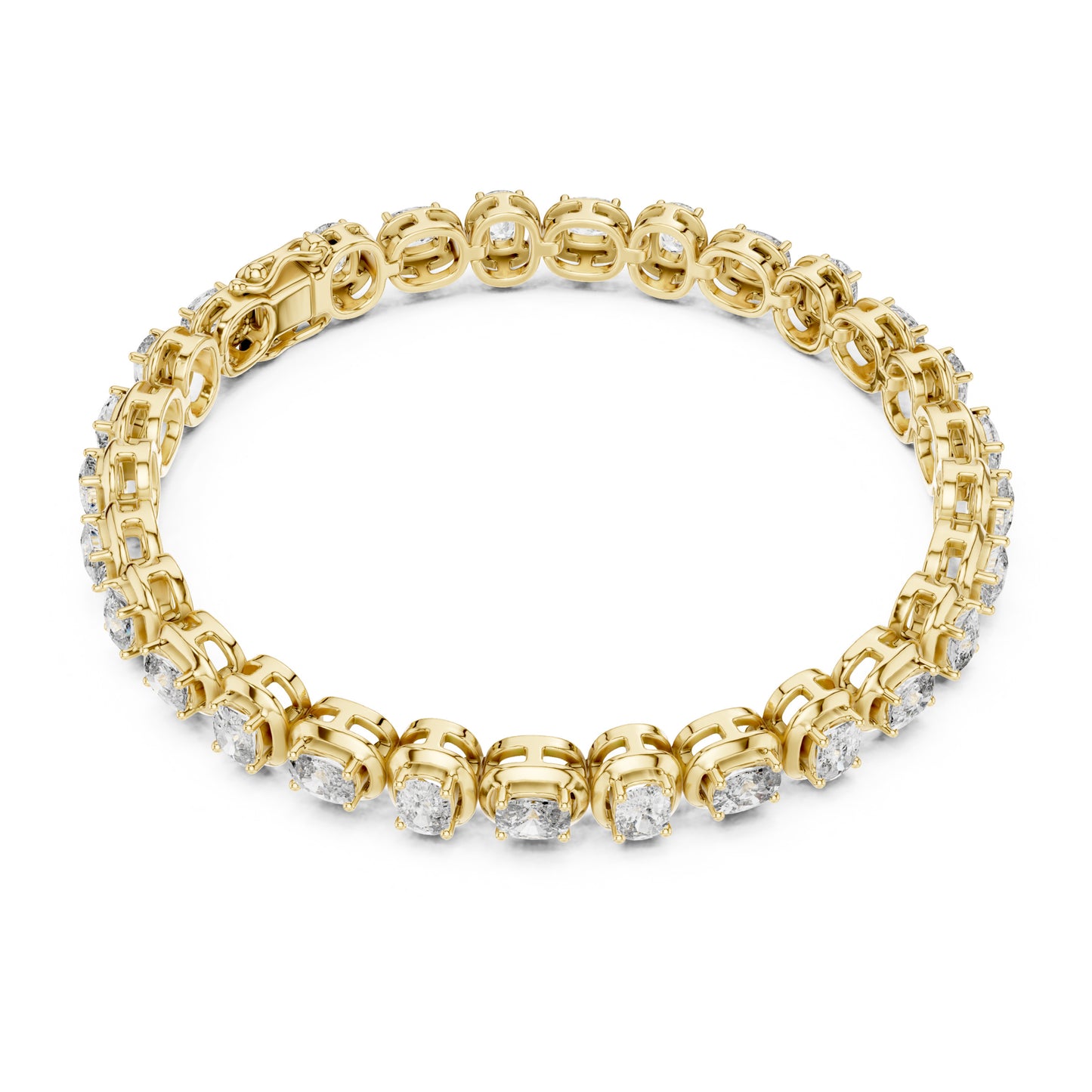 Aurora 7 Carat Cushion Lab Grown Diamond Bezel Tennis Bracelet