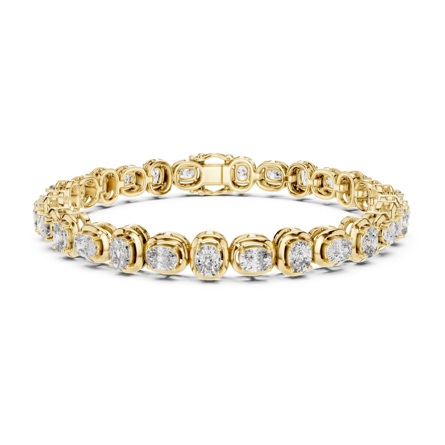 Aurora 7 Carat Cushion Lab Grown Diamond Bezel Tennis Bracelet
