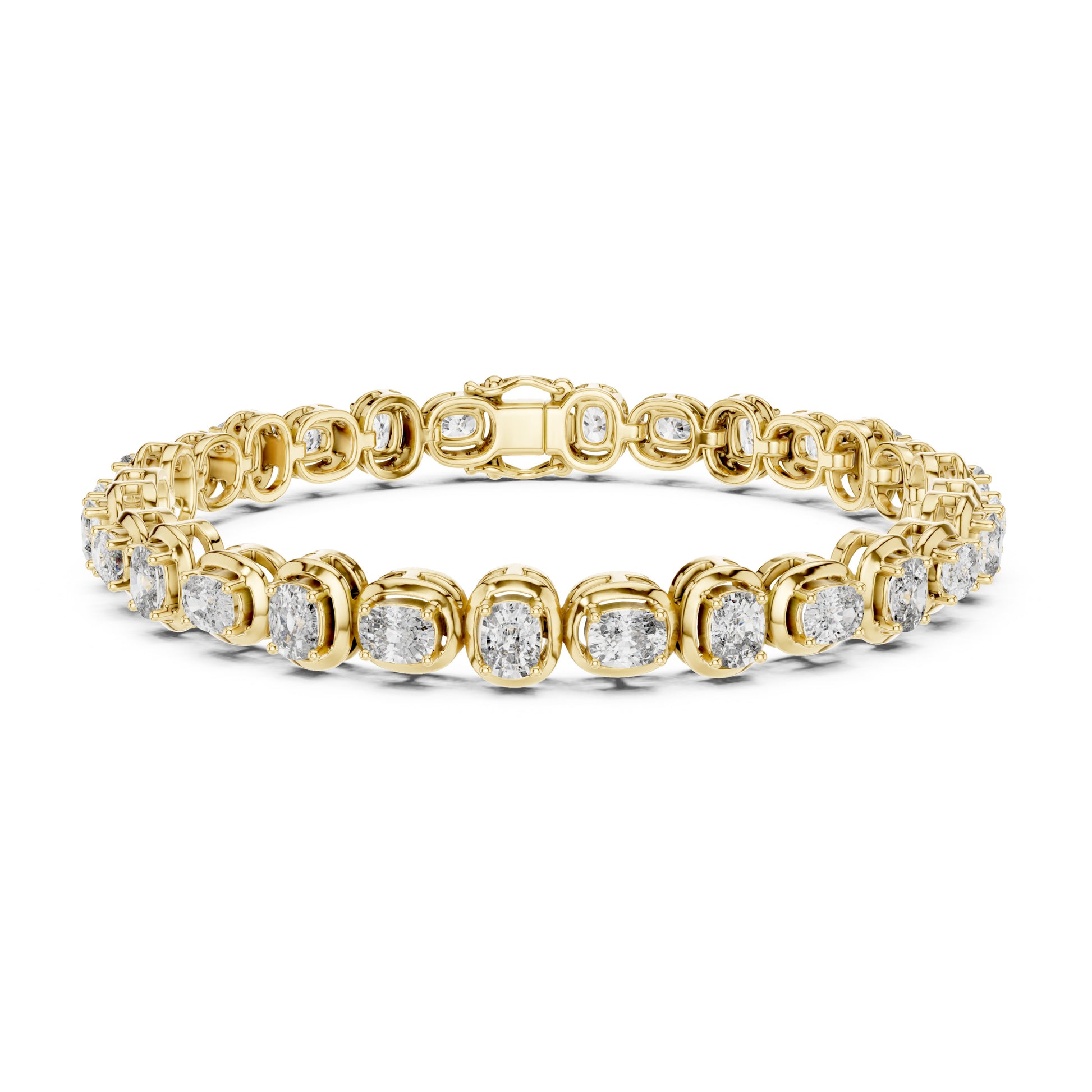 Aurora 7 Carat Cushion Lab Grown Diamond Bezel Tennis Bracelet