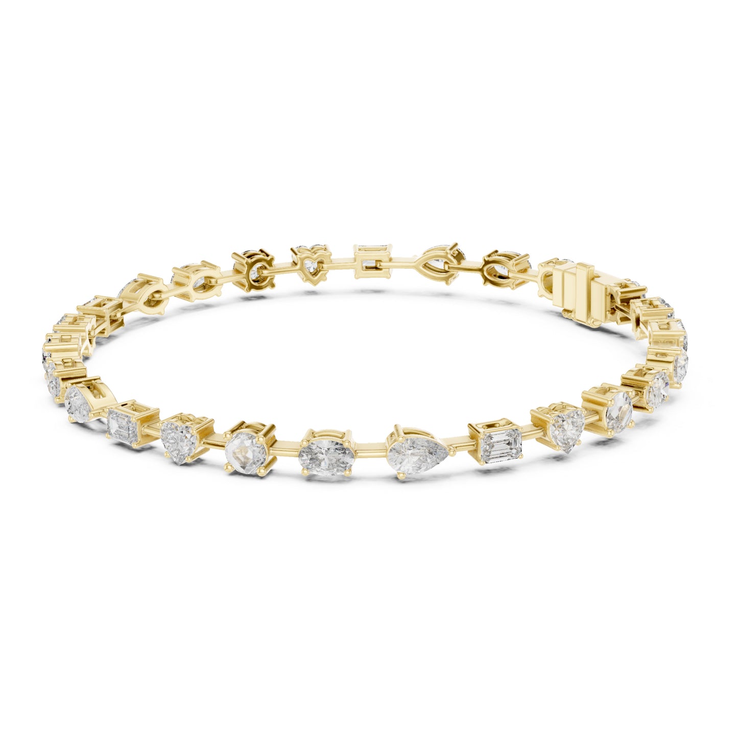 Aurora 4 Carat Round Lab Grown Diamond Heart Tennis Bracelet