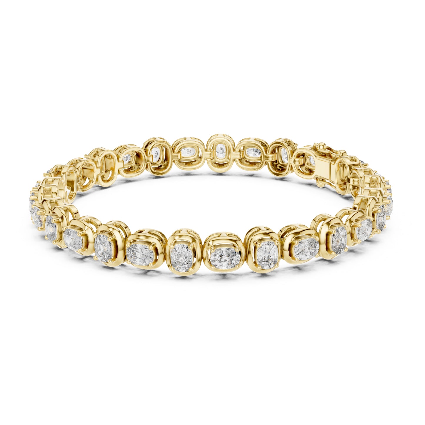 Aurora 7 Carat Cushion Lab Grown Diamond Collet Tennis Bracelet