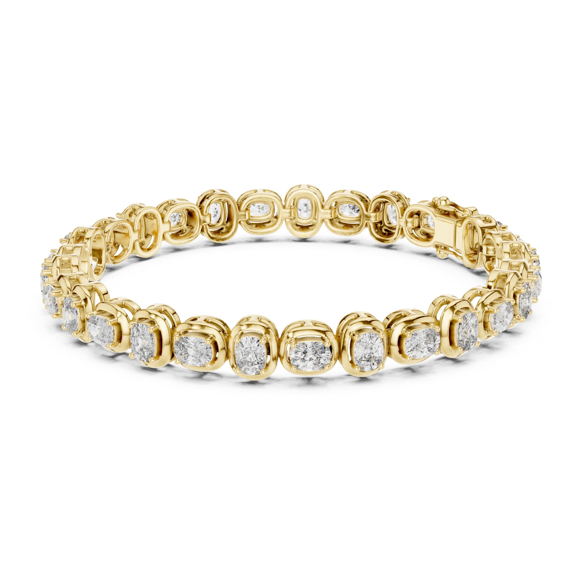 Aurora 7 Carat Cushion Lab Grown Diamond Collet Tennis Bracelet