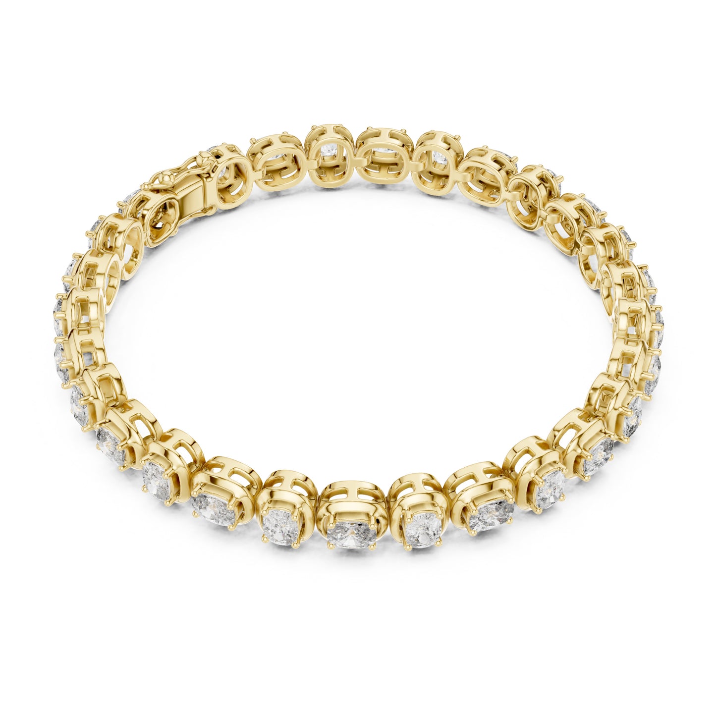 Aurora 7 Carat Cushion Lab Grown Diamond Collet Tennis Bracelet