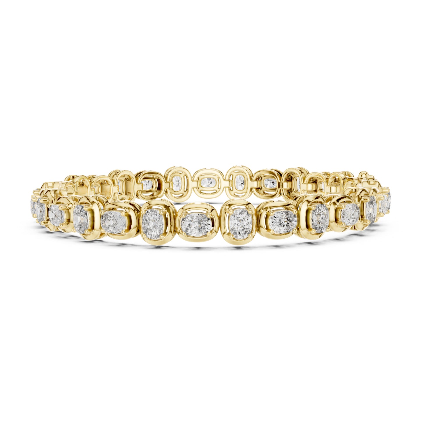 Aurora 7 Carat Cushion Lab Grown Diamond Collet Tennis Bracelet