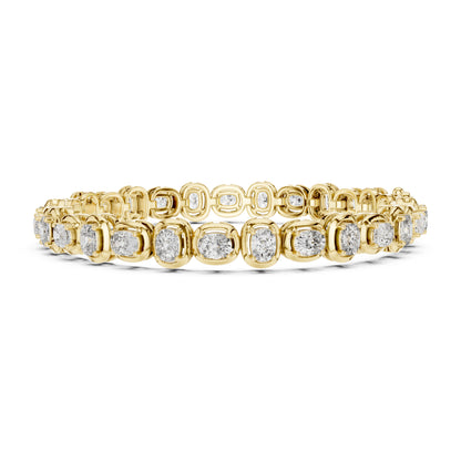 Aurora 7 Carat Cushion Lab Grown Diamond Collet Tennis Bracelet