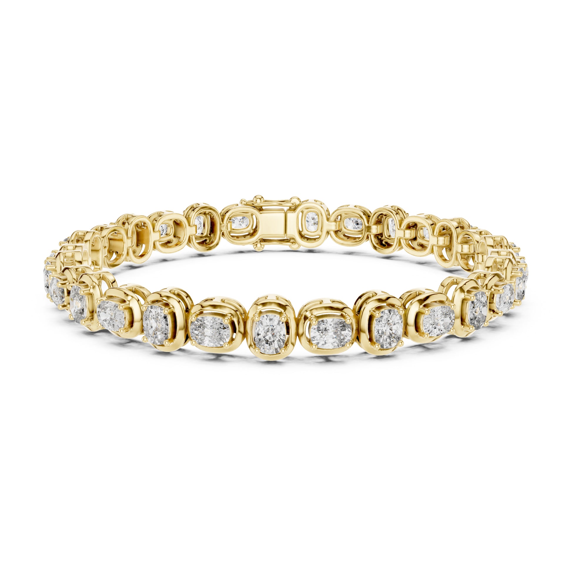 Aurora 7 Carat Cushion Lab Grown Diamond Collet Tennis Bracelet