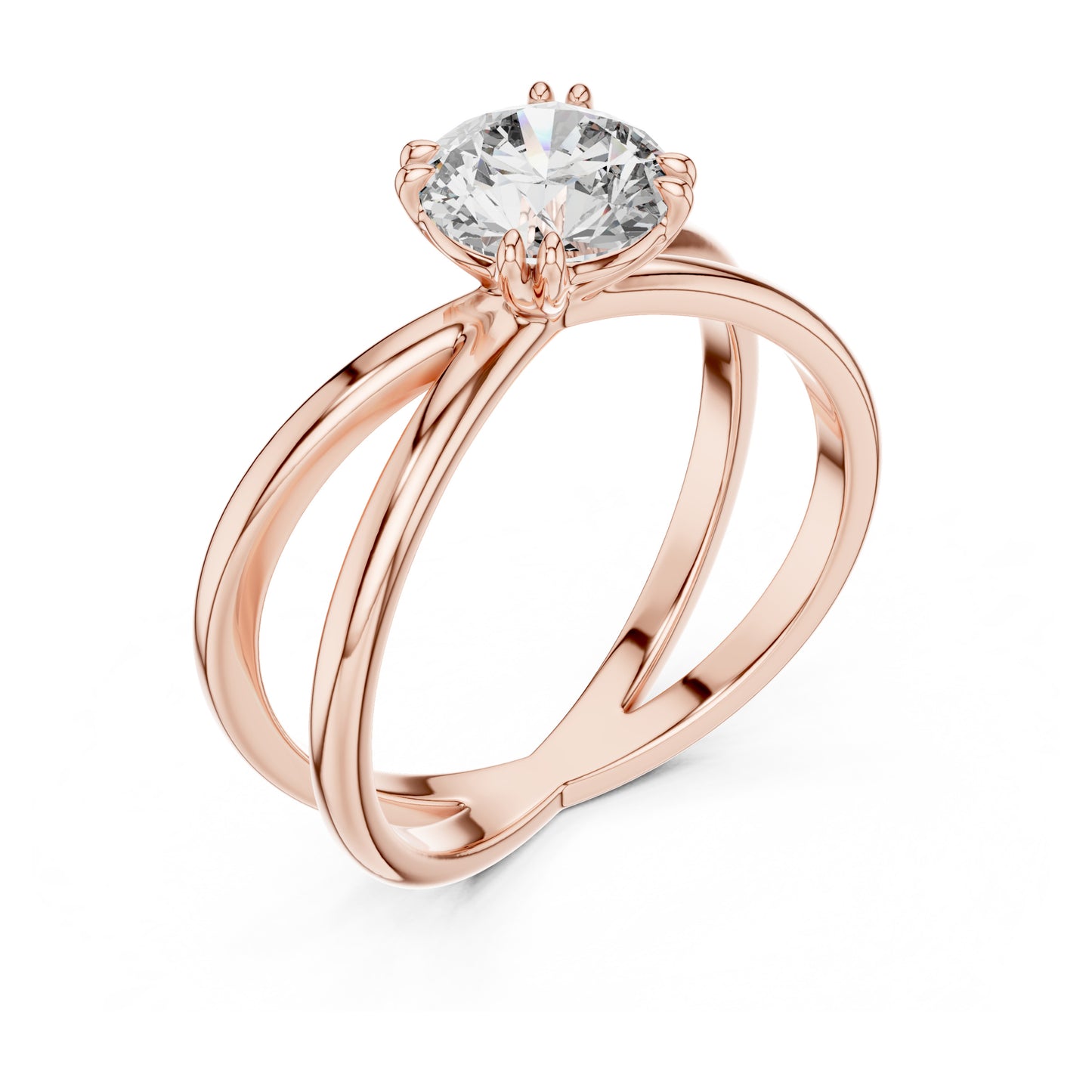 Livia 1 Carat Round Lab Grown Diamond Split Shank Engagement Ring