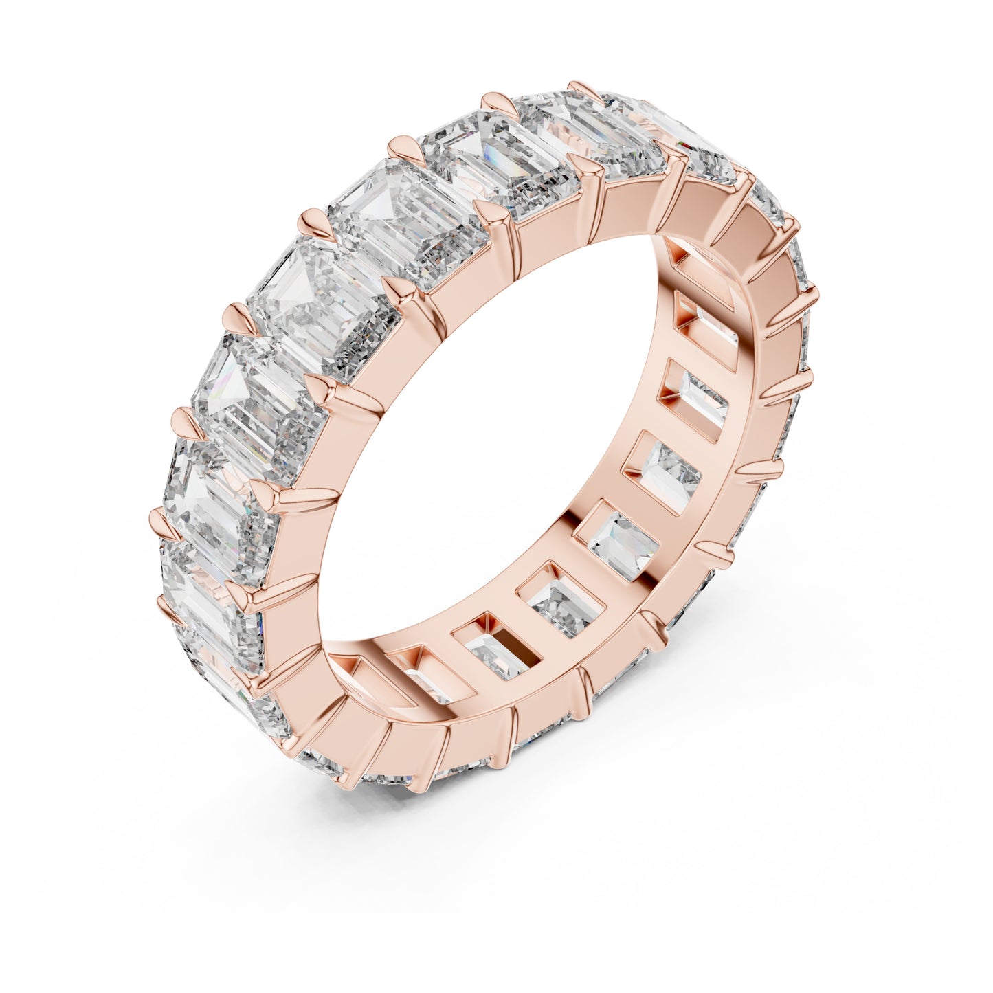 Aurora 6 Carat Emerald Lab Grown Diamond Emerald Cut Eternity Ring