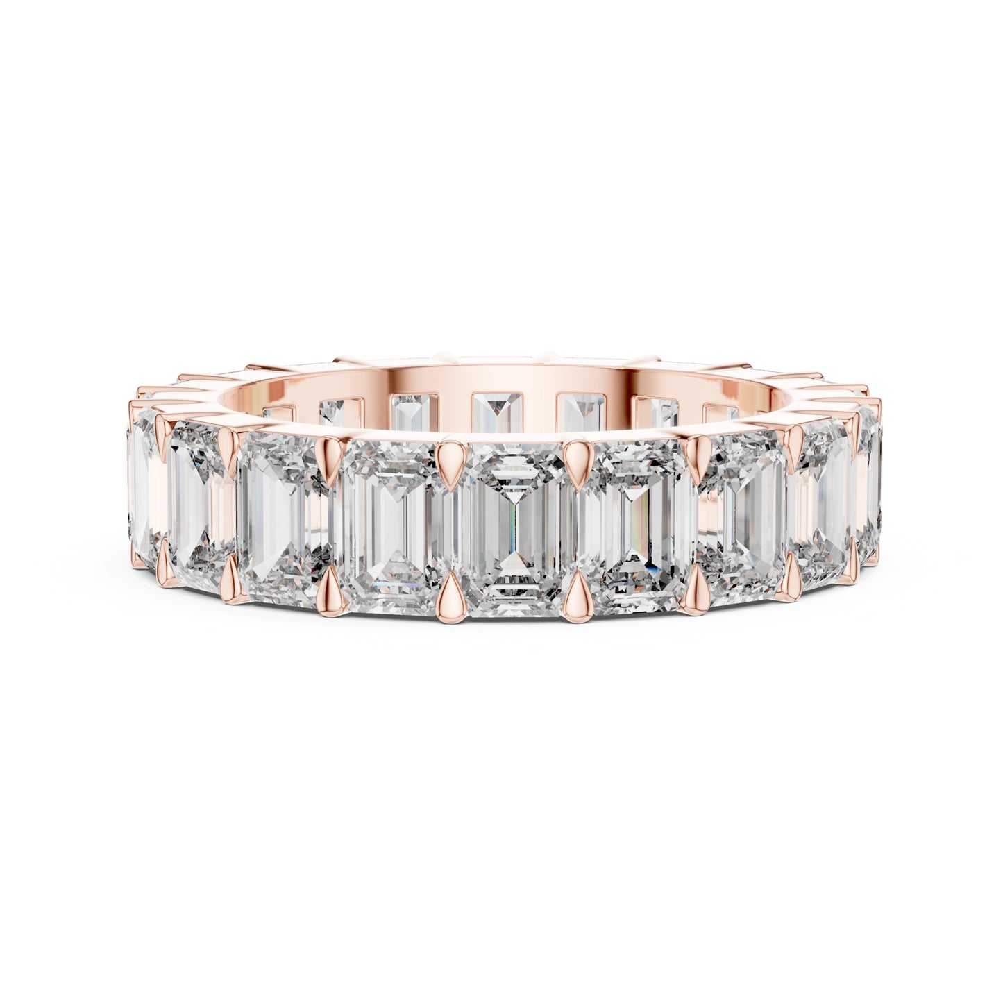 Aurora 6 Carat Emerald Lab Grown Diamond Emerald Cut Eternity Ring