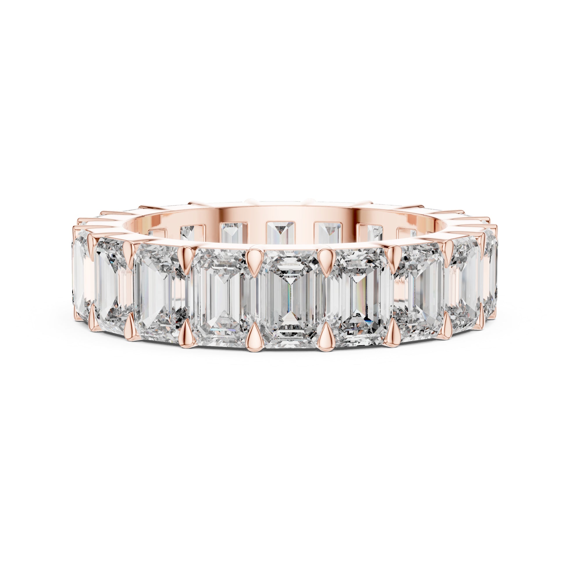 Aurora 6 Carat Emerald Lab Grown Diamond Emerald Cut Eternity Ring