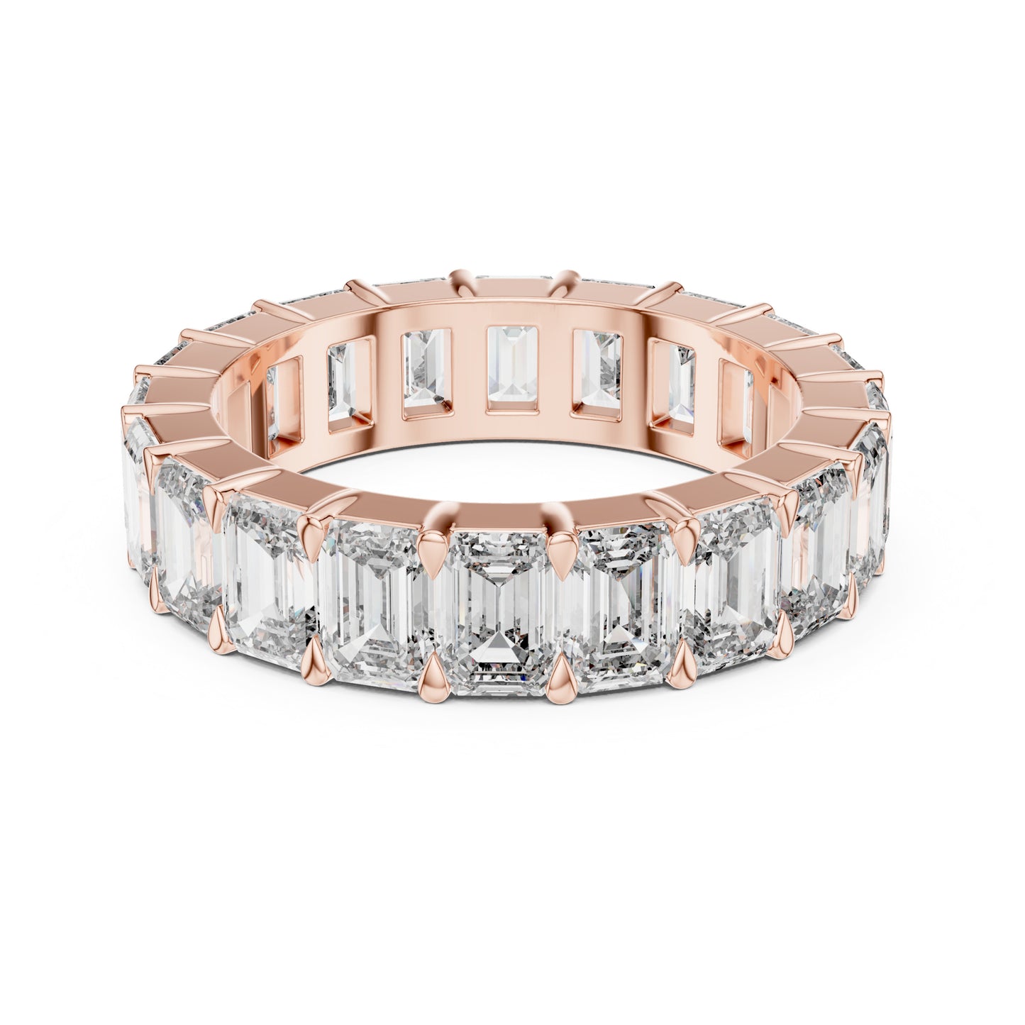 Aurora 6 Carat Emerald Lab Grown Diamond Emerald Cut Eternity Ring