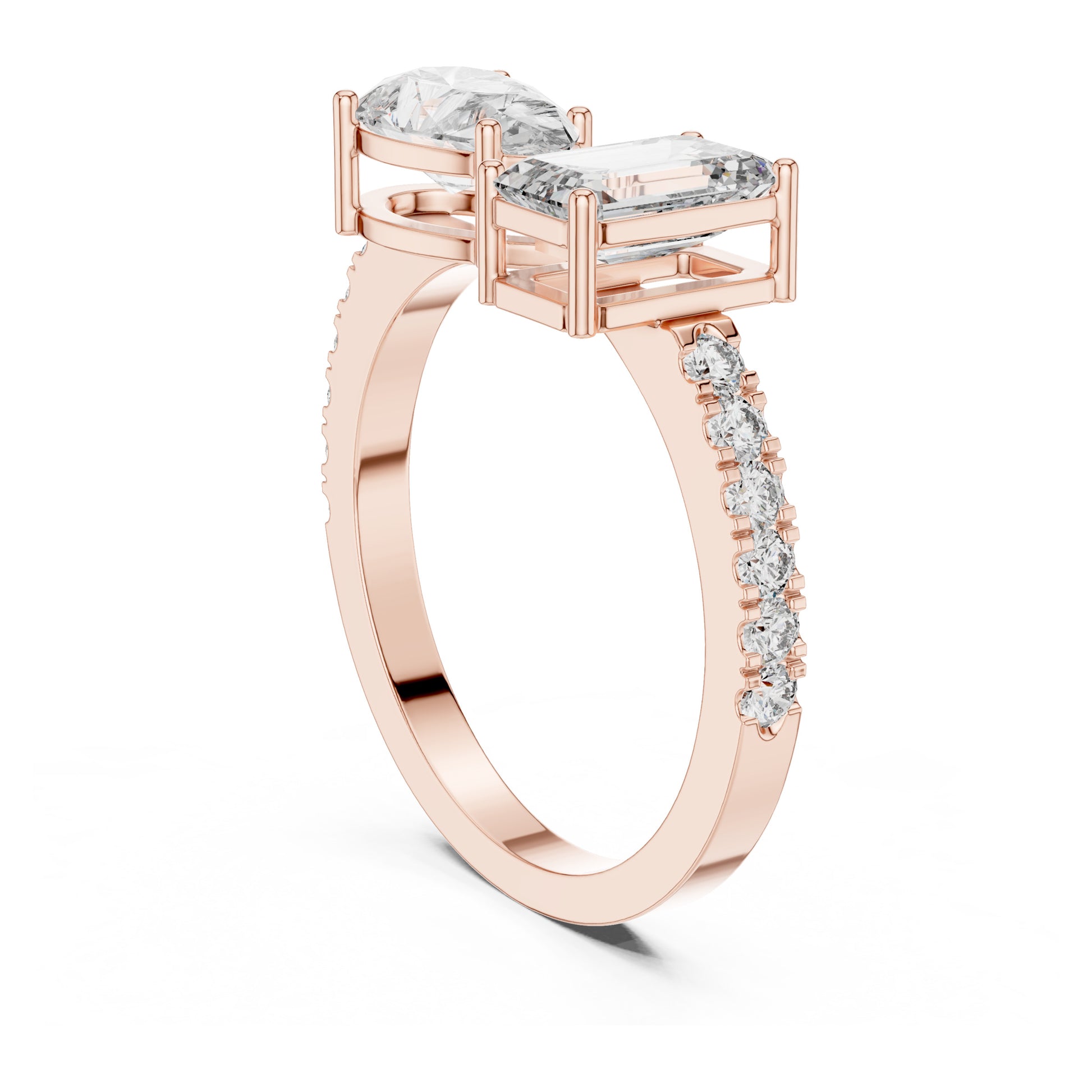 Vera 2 Carat Pear Lab Grown Diamond Toi et Moi Ring