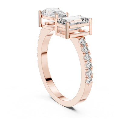 Vera 2 Carat Pear Lab Grown Diamond Toi et Moi Ring