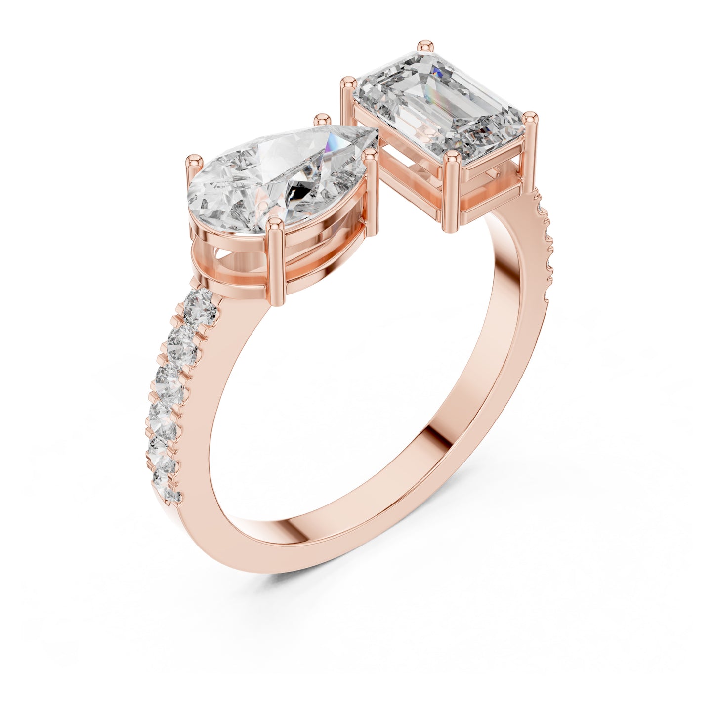 Vera 2 Carat Pear Lab Grown Diamond Toi et Moi Ring