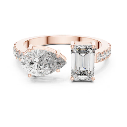Vera 2 Carat Pear Lab Grown Diamond Toi et Moi Ring