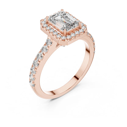 Celeste 1 Carat Emerald Lab Grown Diamond Halo Ring