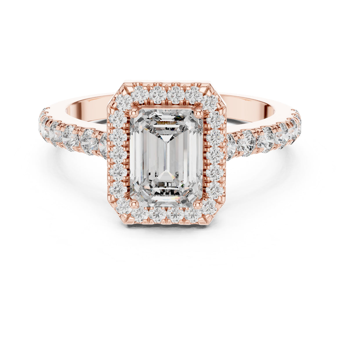 Celeste 1 Carat Emerald Lab Grown Diamond Halo Ring