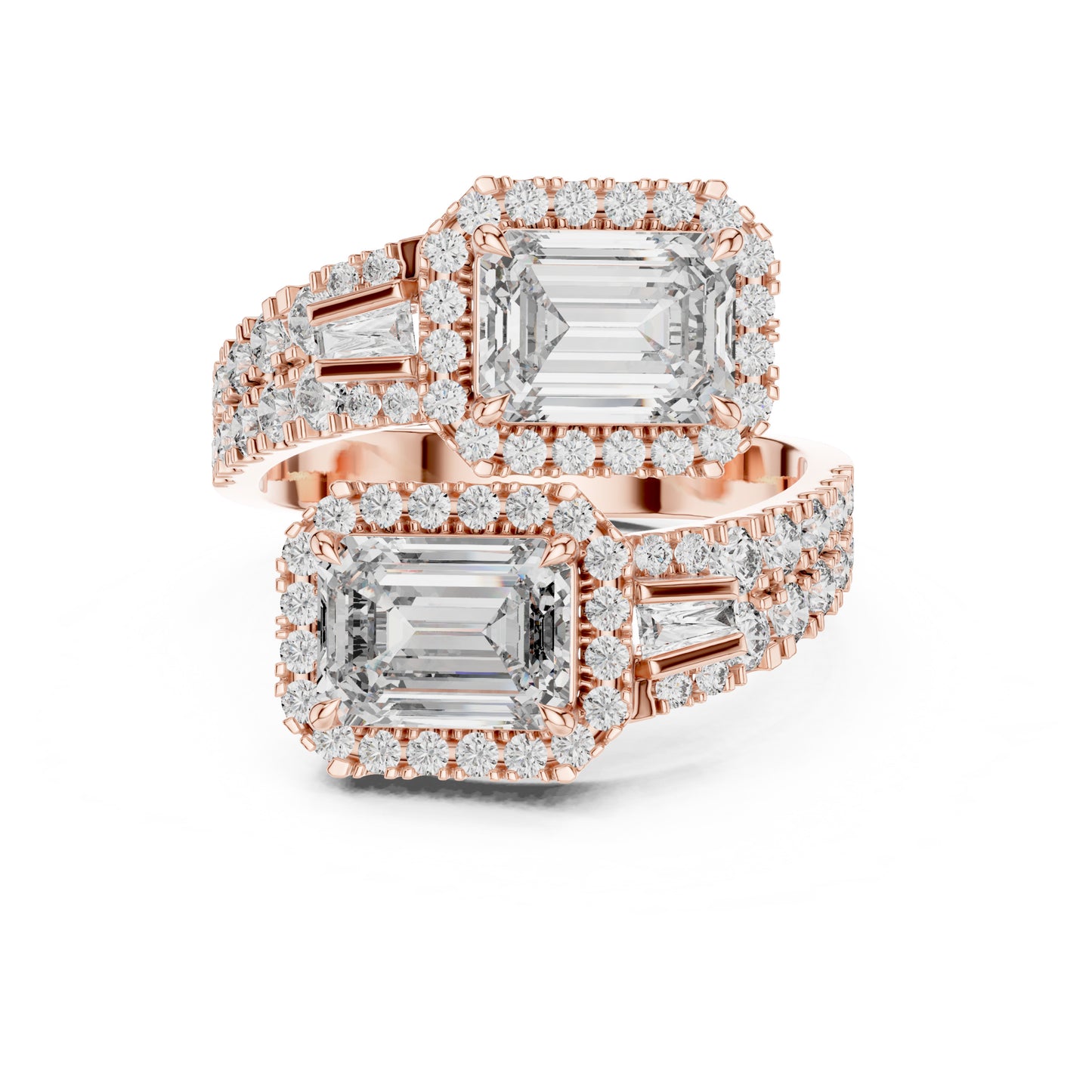 Vera 1 Carat Emerald Lab Grown Diamond Toi et Moi Ring