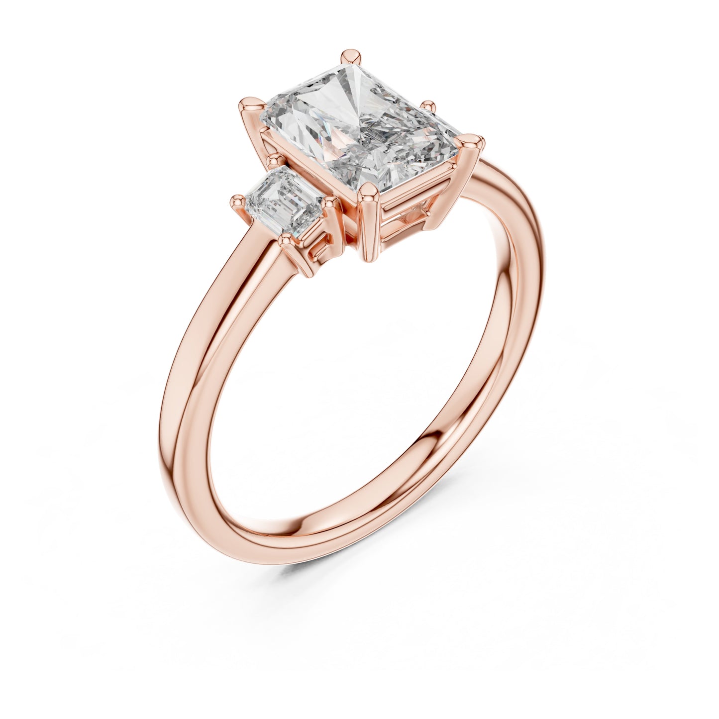 Vera 1.5 Carat Radiant Lab Grown Diamond Three Stone Ring