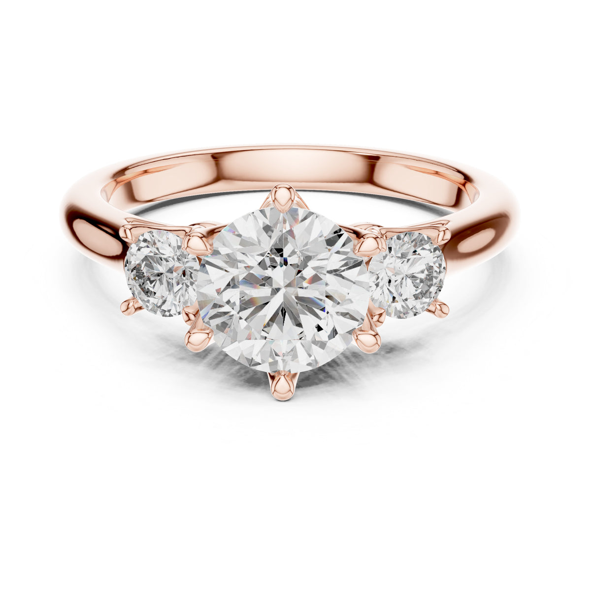 Sienna 1 Carat Round Lab Grown Diamond Three Stone Ring
