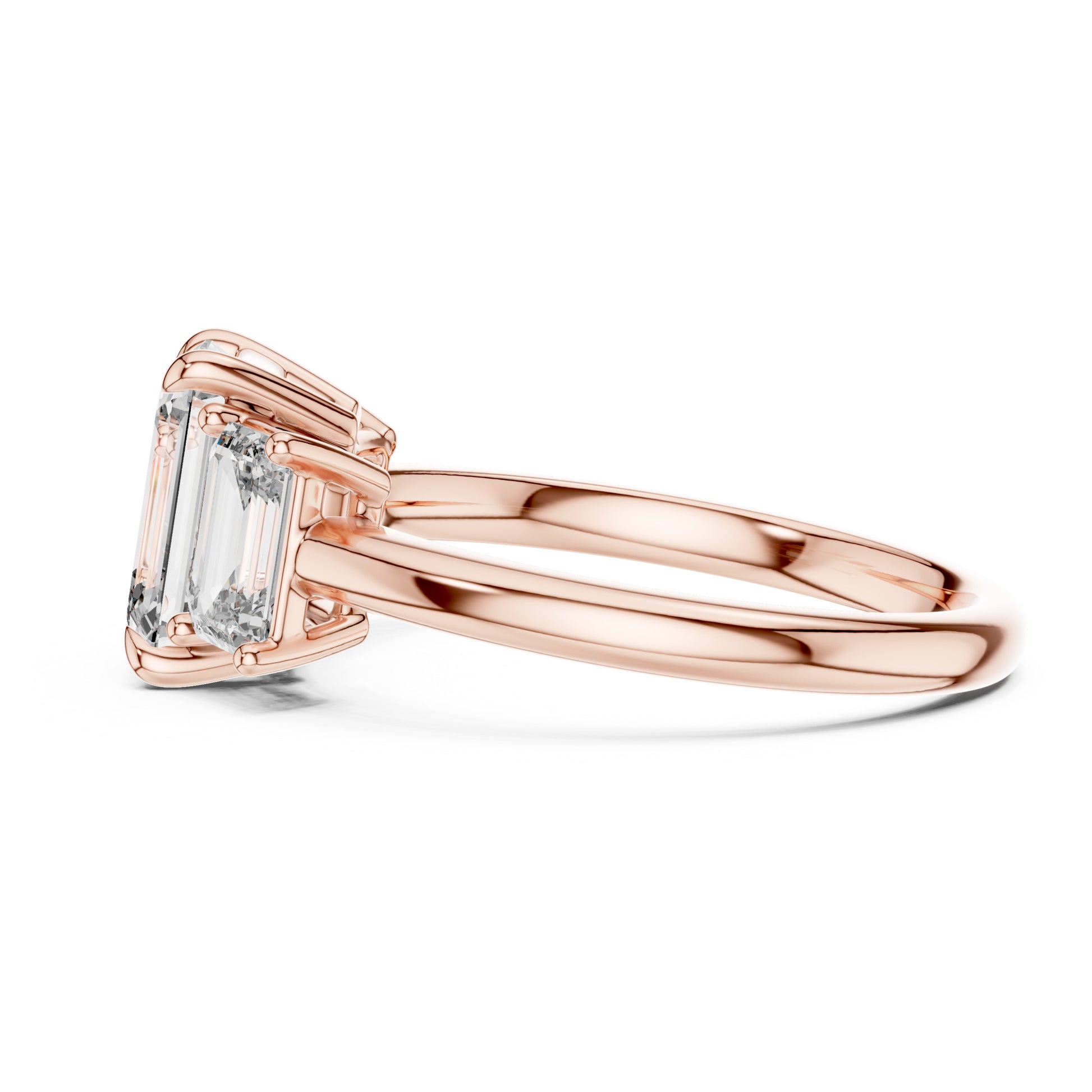 Vera 2 Carat Emerald Lab Grown Diamond Emerald Cut Three Stone Ring