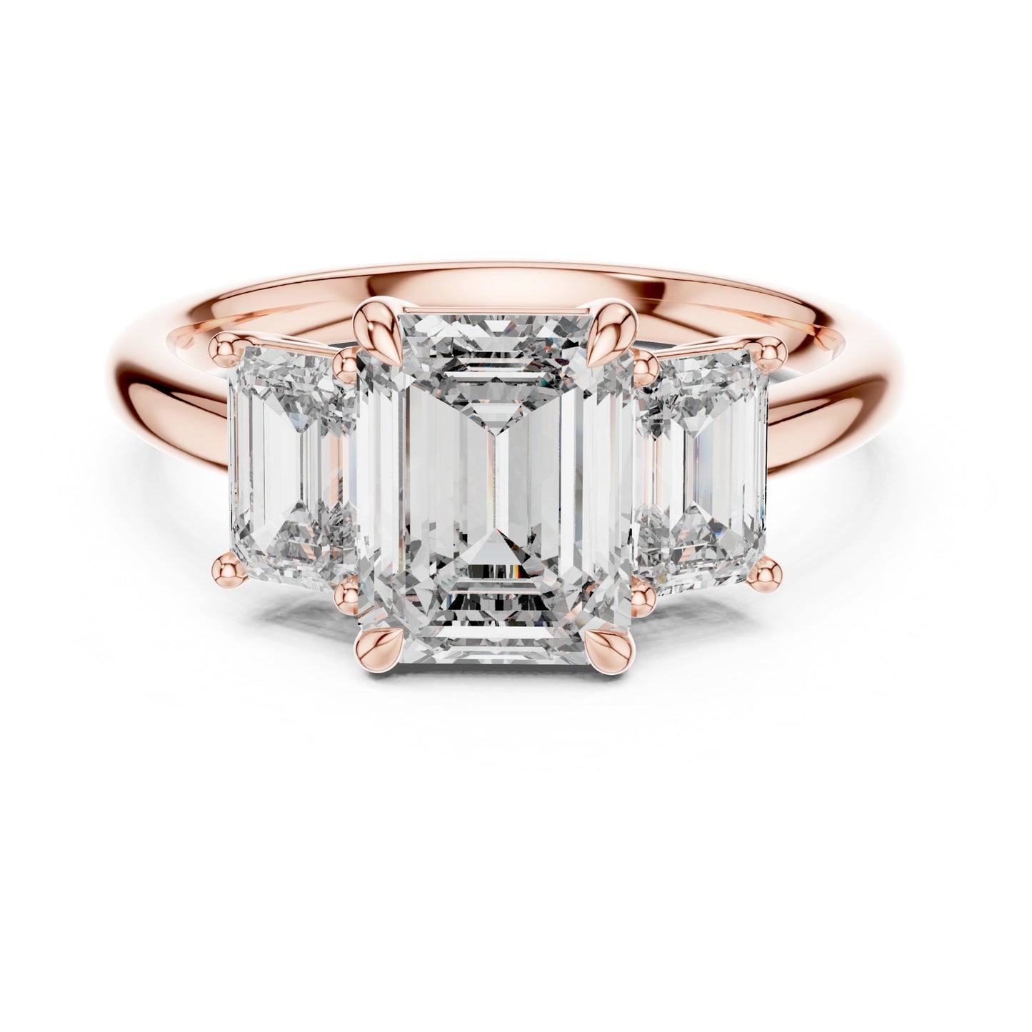Vera 2 Carat Emerald Lab Grown Diamond Emerald Cut Three Stone Ring