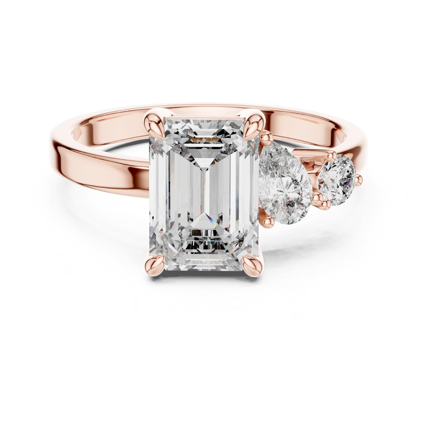 Vera 2 Carat Round Lab Grown Diamond Two Stone Three Stone Ring