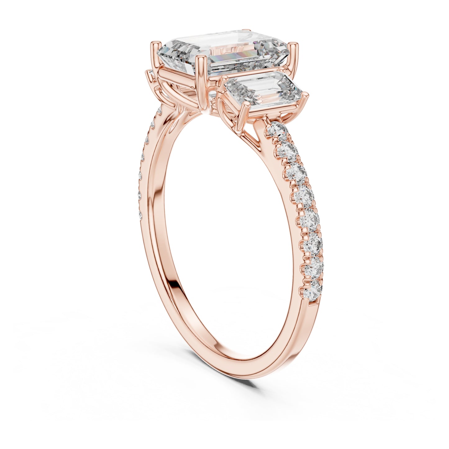 Vera 1.5 Carat Emerald Lab Grown Diamond Three Stone Ring