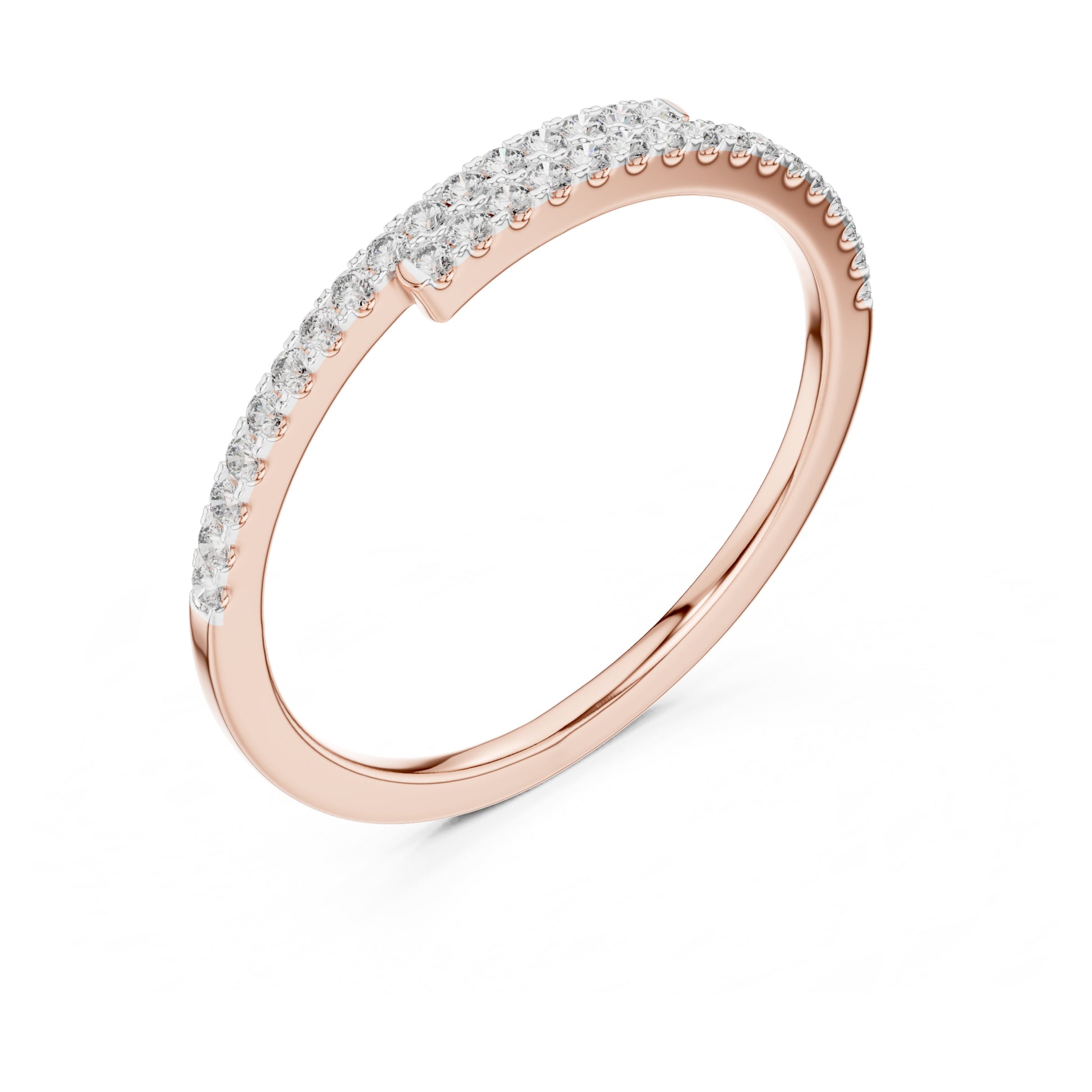 Aurora Round Lab Grown Diamond Double Row Half Eternity Ring
