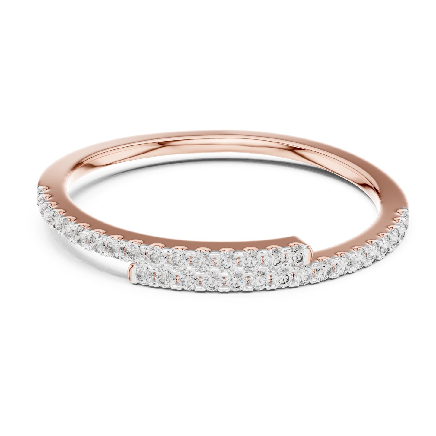 Aurora Round Lab Grown Diamond Double Row Half Eternity Ring