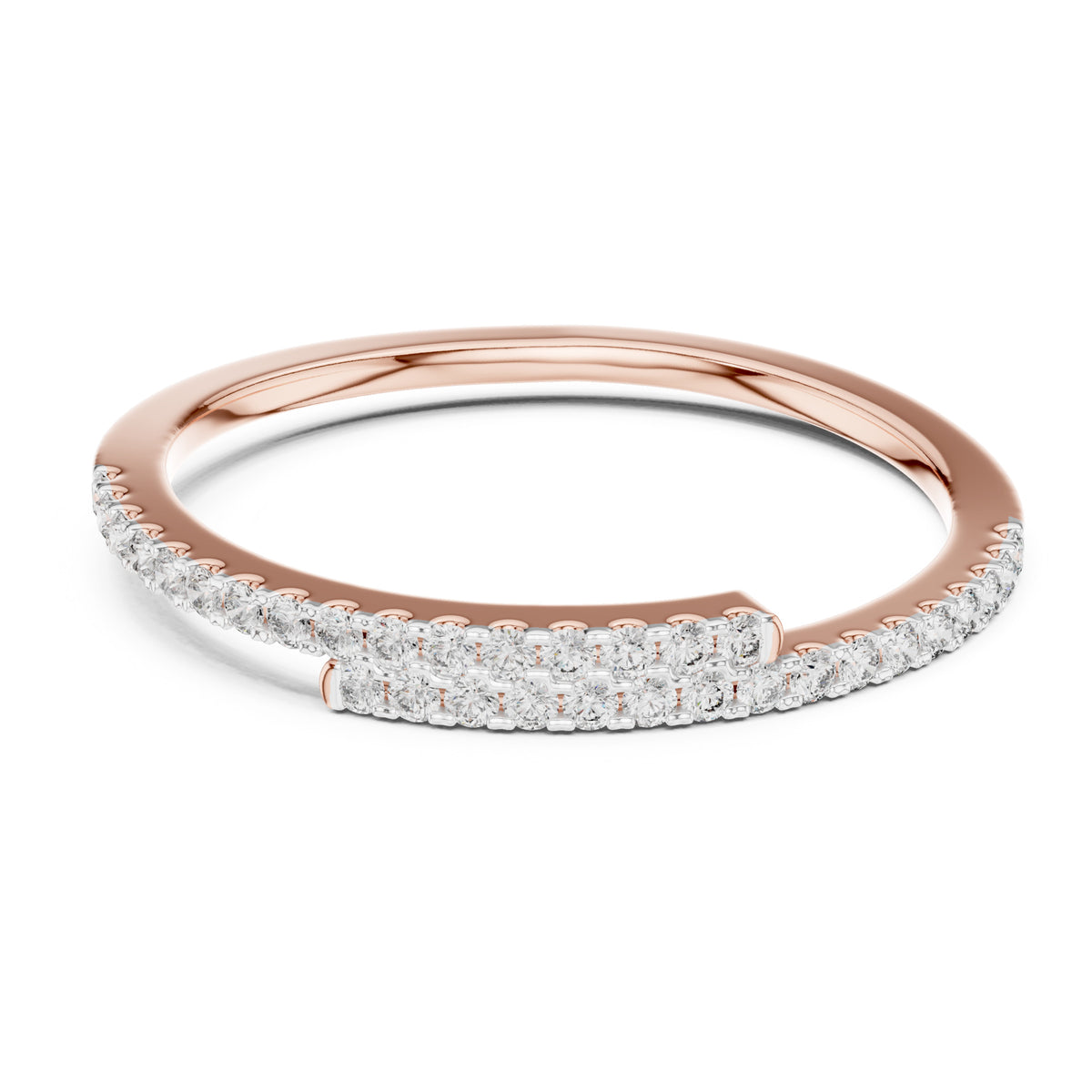Aurora Round Lab Grown Diamond Double Row Half Eternity Ring