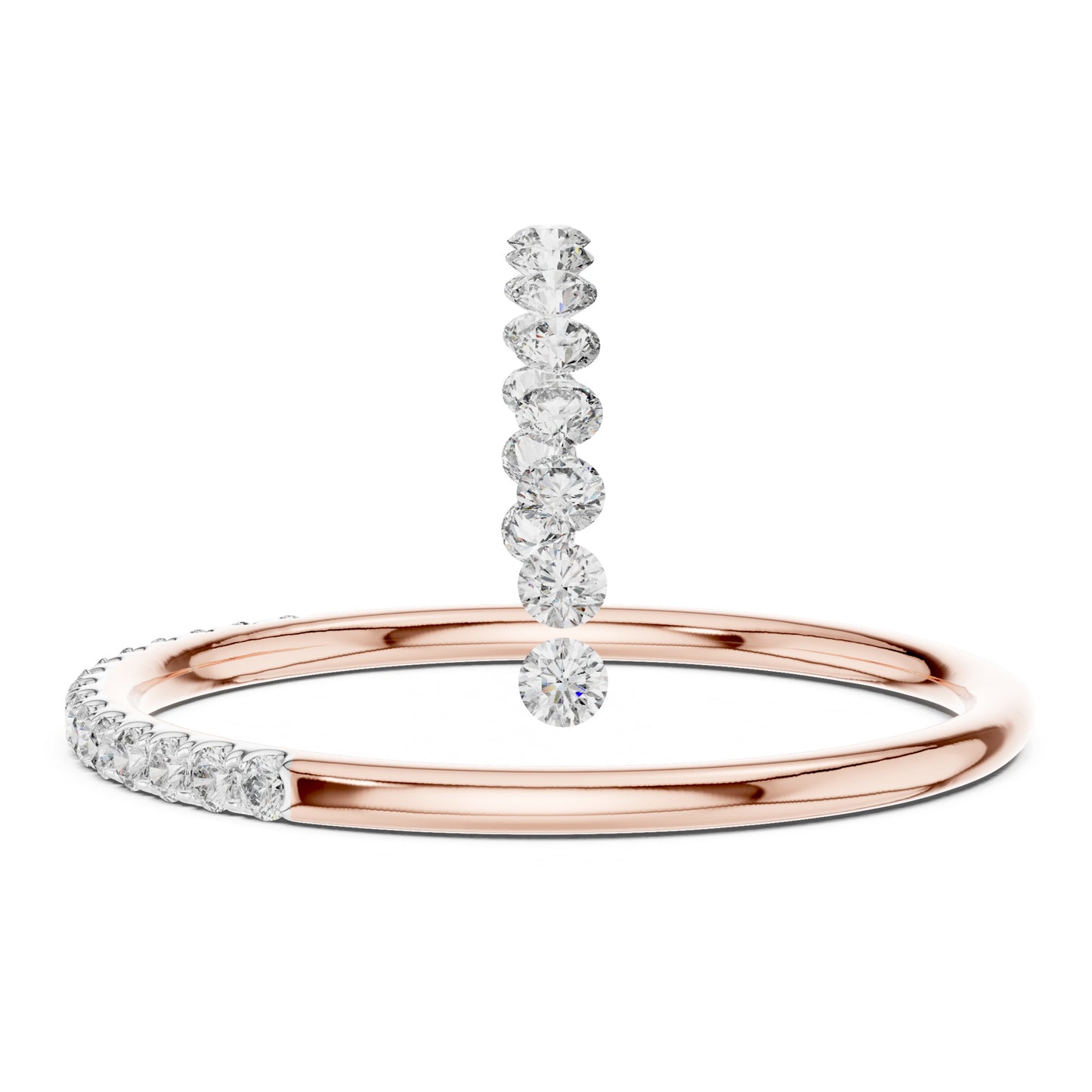 Aurora Round Lab Grown Diamond Slim Half Eternity Ring