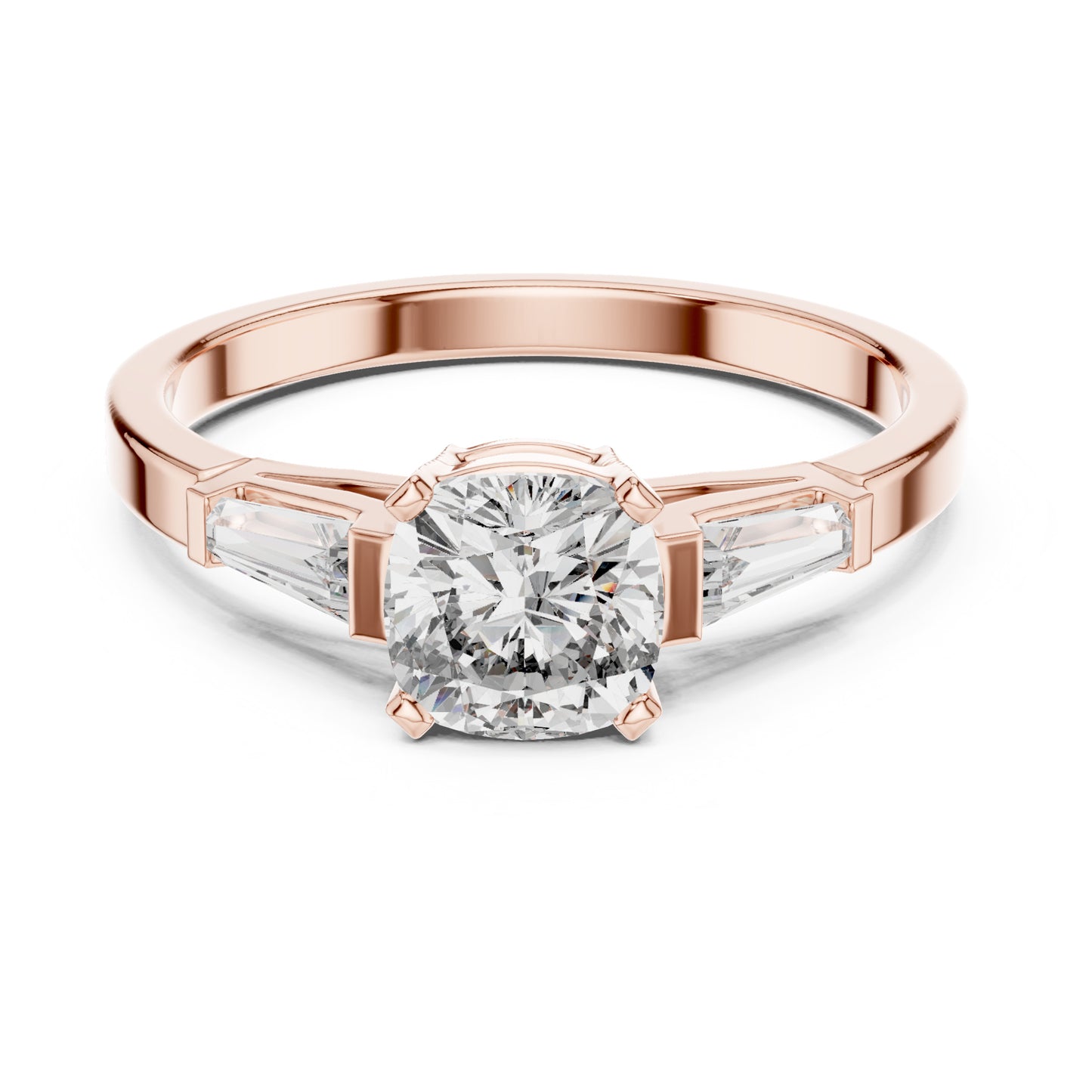 Vera 2 Carat Cushion Lab Grown Diamond Three Stone Ring