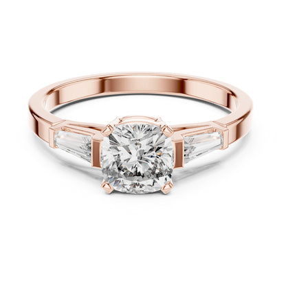 Vera 2 Carat Cushion Lab Grown Diamond Three Stone Ring