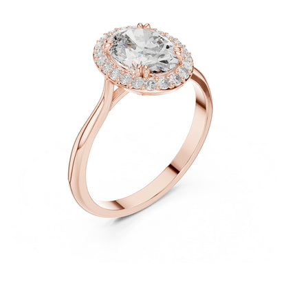 Celeste 1.5 Carat Oval Lab Grown Diamond Claw Halo Ring