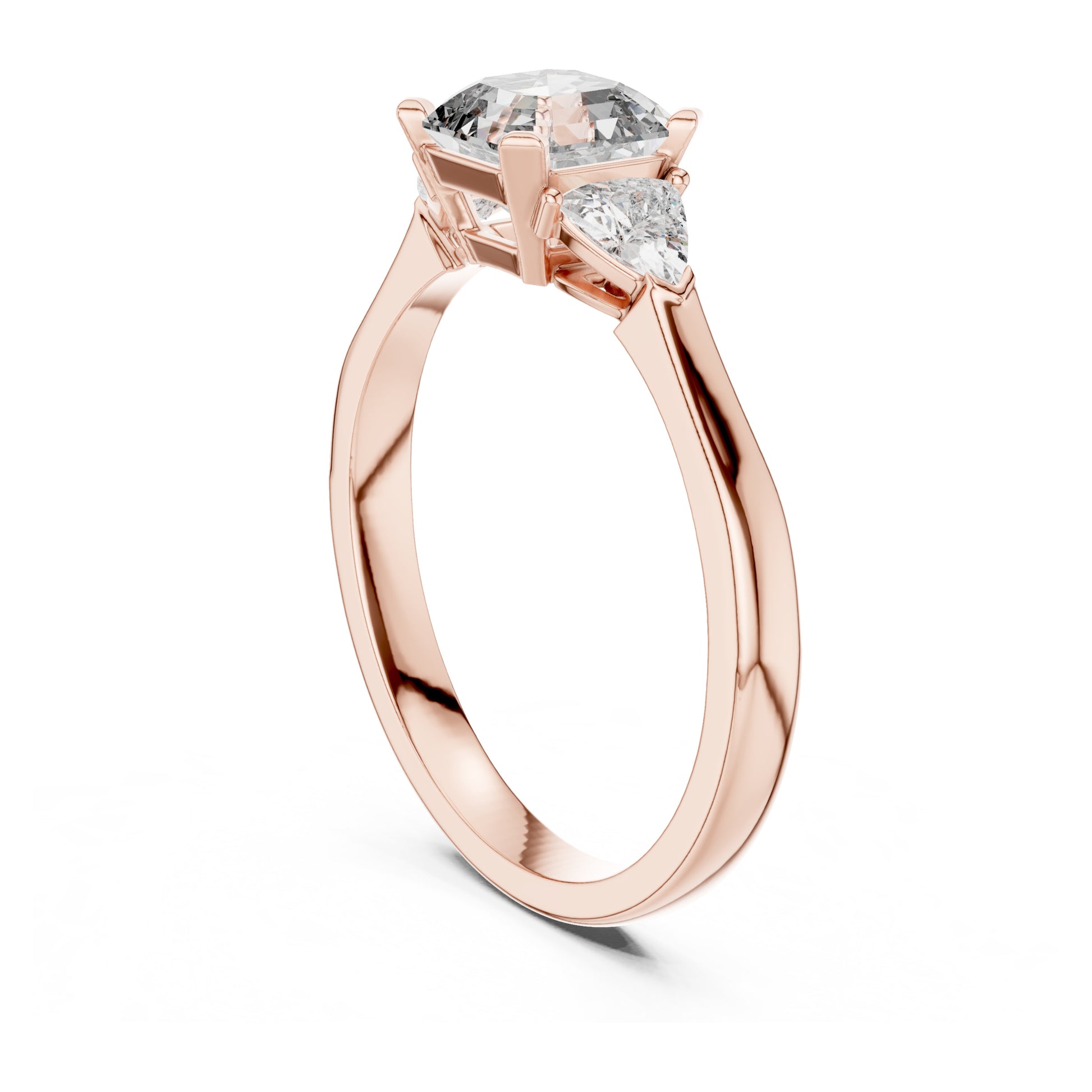 Vera 2 Carat Emerald Lab Grown Diamond Trillion Accent Three Stone Ring