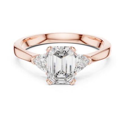 Vera 1 Carat Emerald Lab Grown Diamond Collet Three Stone Ring