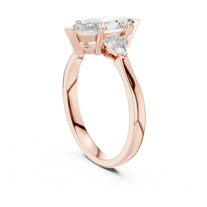 Sienna 1 Carat Marquise Lab Grown Diamond Collet Three Stone Ring