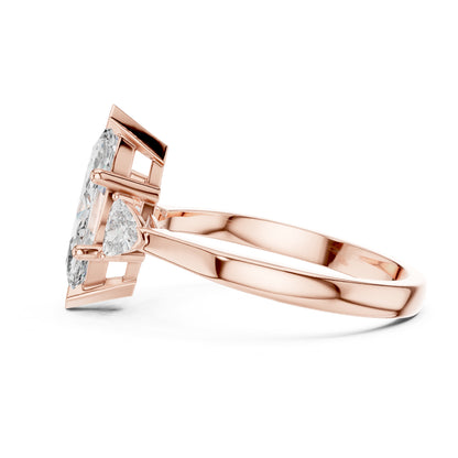 Sienna 1 Carat Marquise Lab Grown Diamond Collet Three Stone Ring