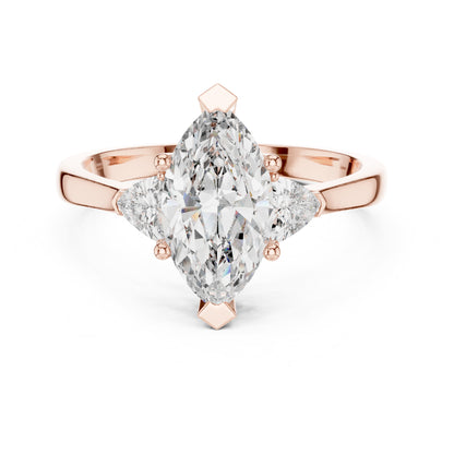 Sienna 1 Carat Marquise Lab Grown Diamond Collet Three Stone Ring