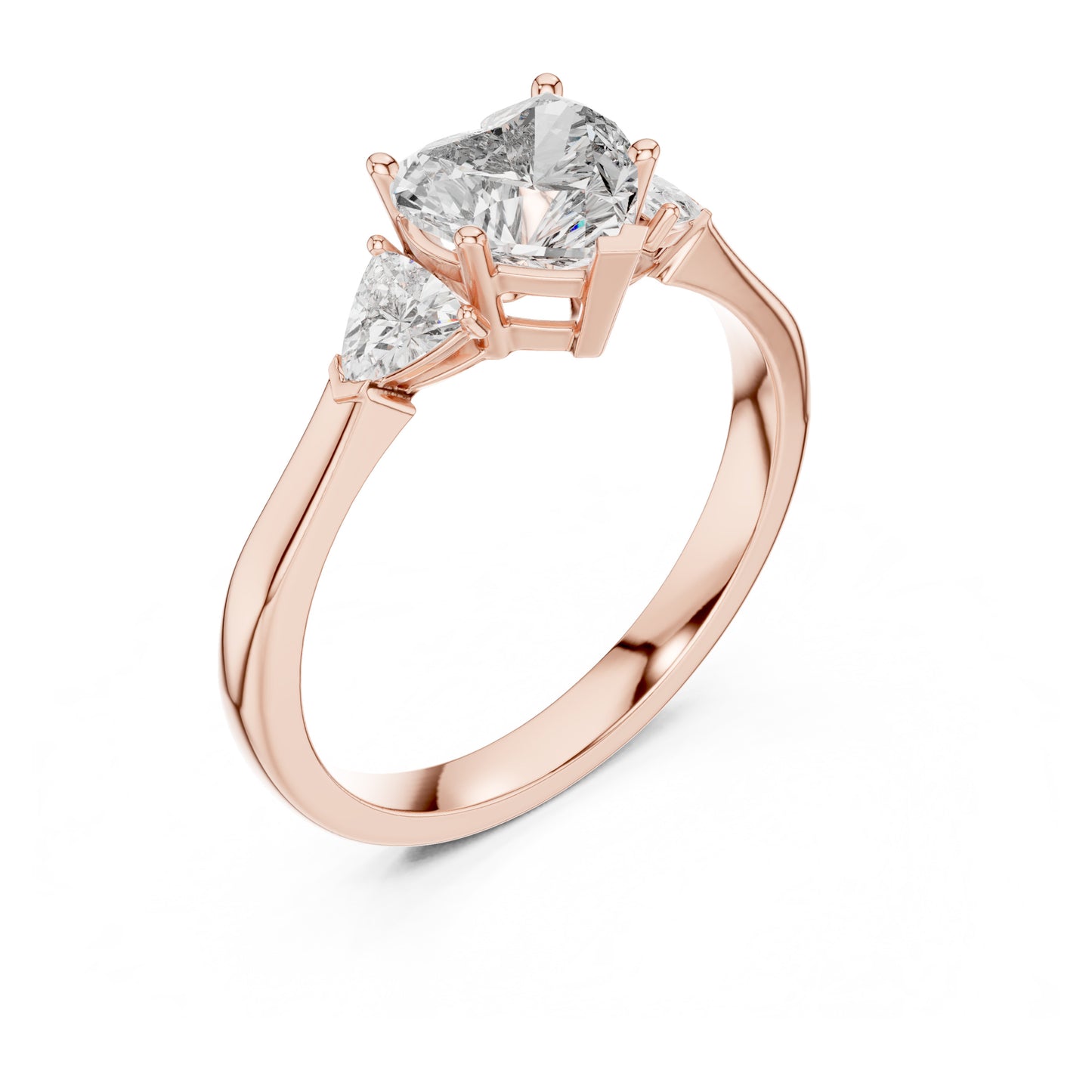 Amara 1 Carat Heart Lab Grown Diamond Collet Three Stone Ring