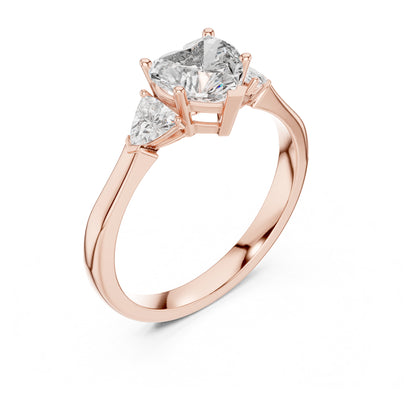 Amara 1 Carat Heart Lab Grown Diamond Collet Three Stone Ring