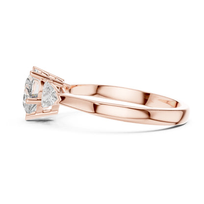 Amara 1 Carat Heart Lab Grown Diamond Collet Three Stone Ring