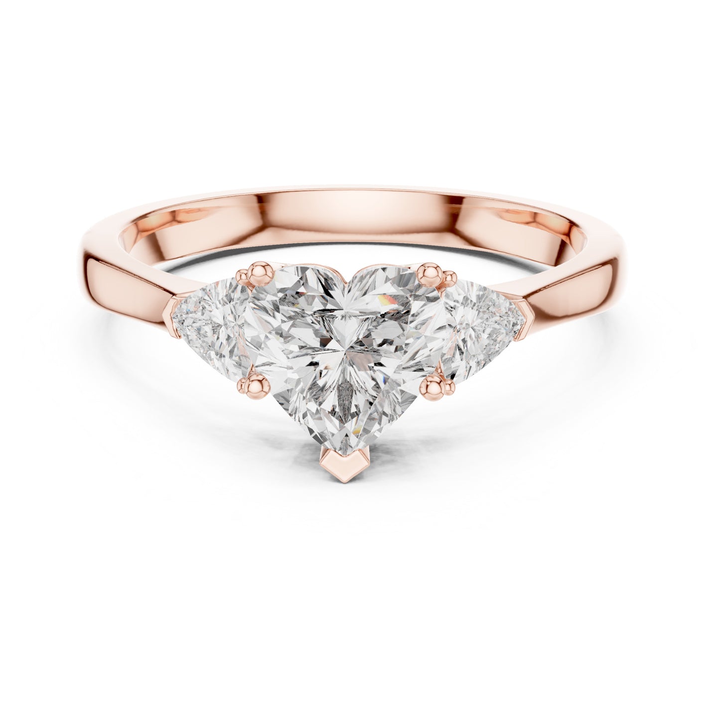 Amara 1 Carat Heart Lab Grown Diamond Collet Three Stone Ring