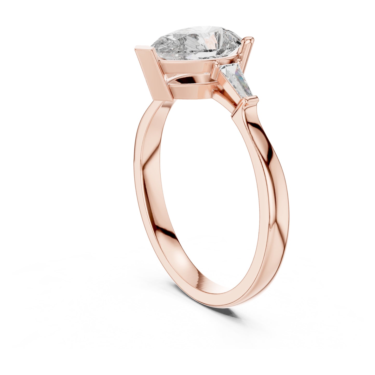 Sienna 1 Carat Pear Lab Grown Diamond Baguette Three Stone Ring