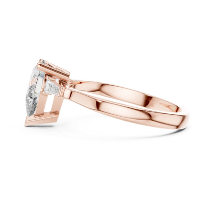Sienna 1 Carat Pear Lab Grown Diamond Baguette Three Stone Ring