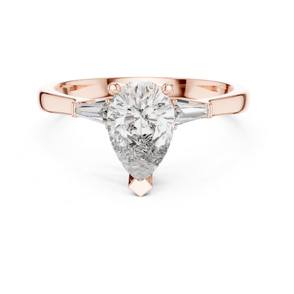 Sienna 1 Carat Pear Lab Grown Diamond Baguette Three Stone Ring