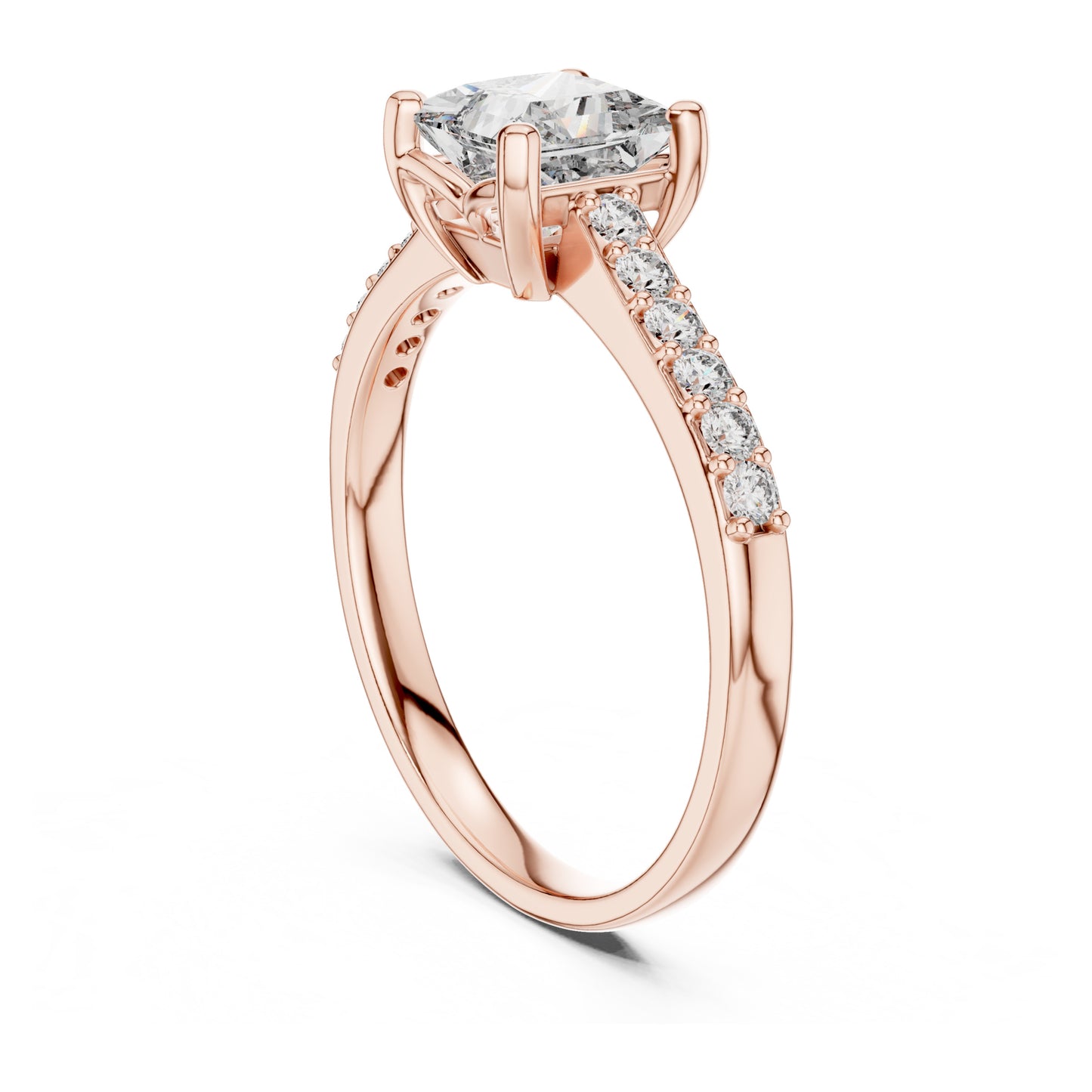 Vera 1 Carat Princess Lab Grown Diamond Graduated Engagement Ring