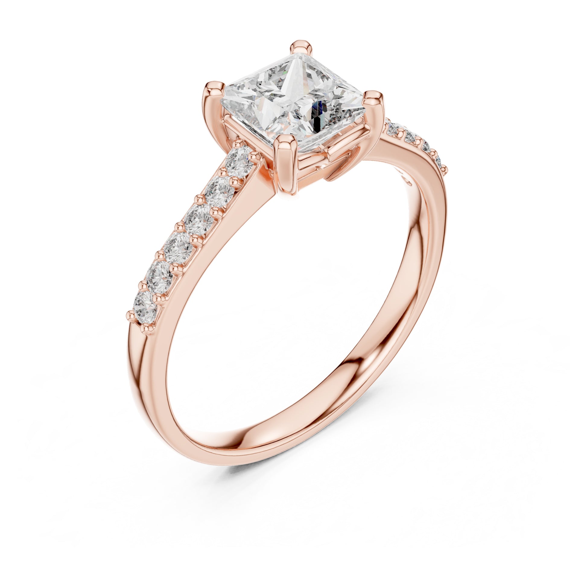 Vera 1 Carat Princess Lab Grown Diamond Graduated Engagement Ring