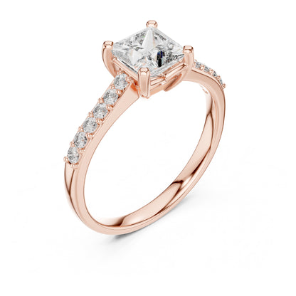 Vera 1 Carat Princess Lab Grown Diamond Graduated Engagement Ring